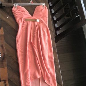 pink strapless short dress